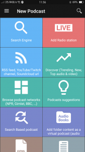 Podcast Addict New Podcast Screen